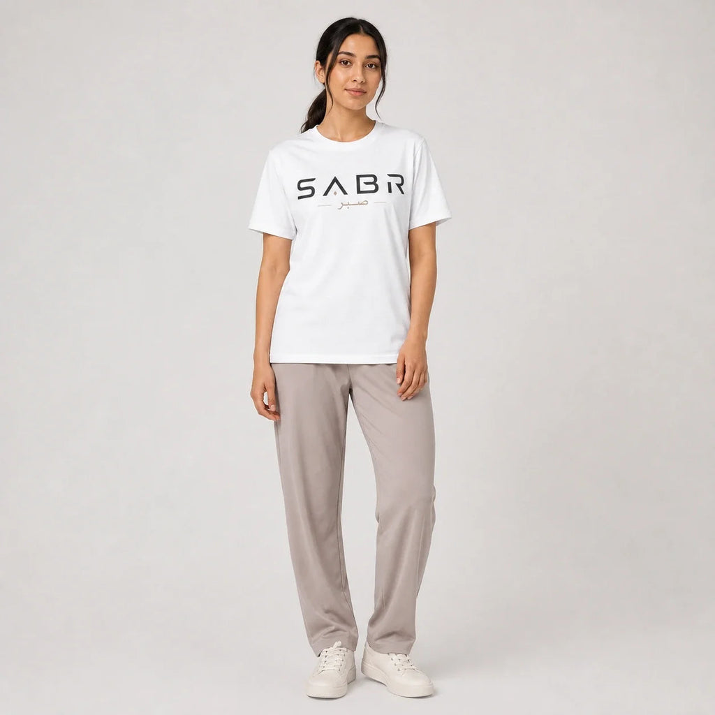 group:white | Women's SABR Tee with Arabic - White - Product view 2