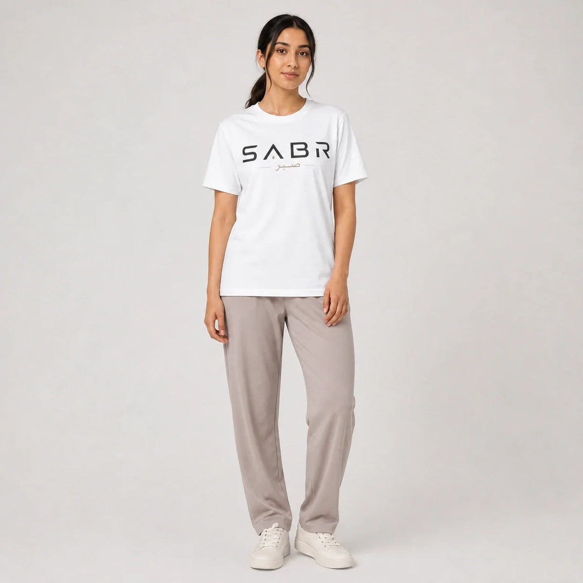 group:white | Women's SABR Tee with Arabic - White - Product view 2