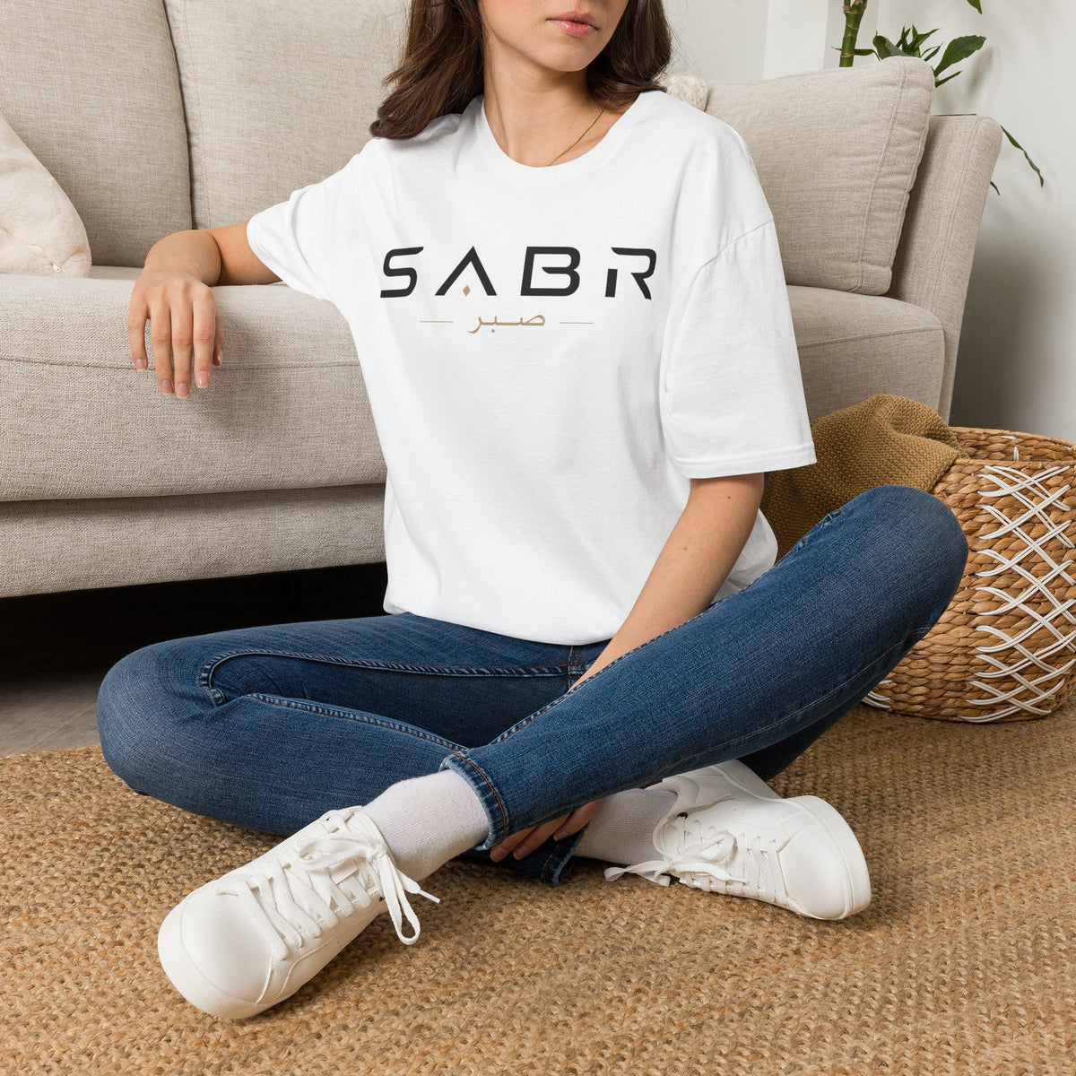 group:white | Women's SABR Tee with Arabic - White - Product view 3