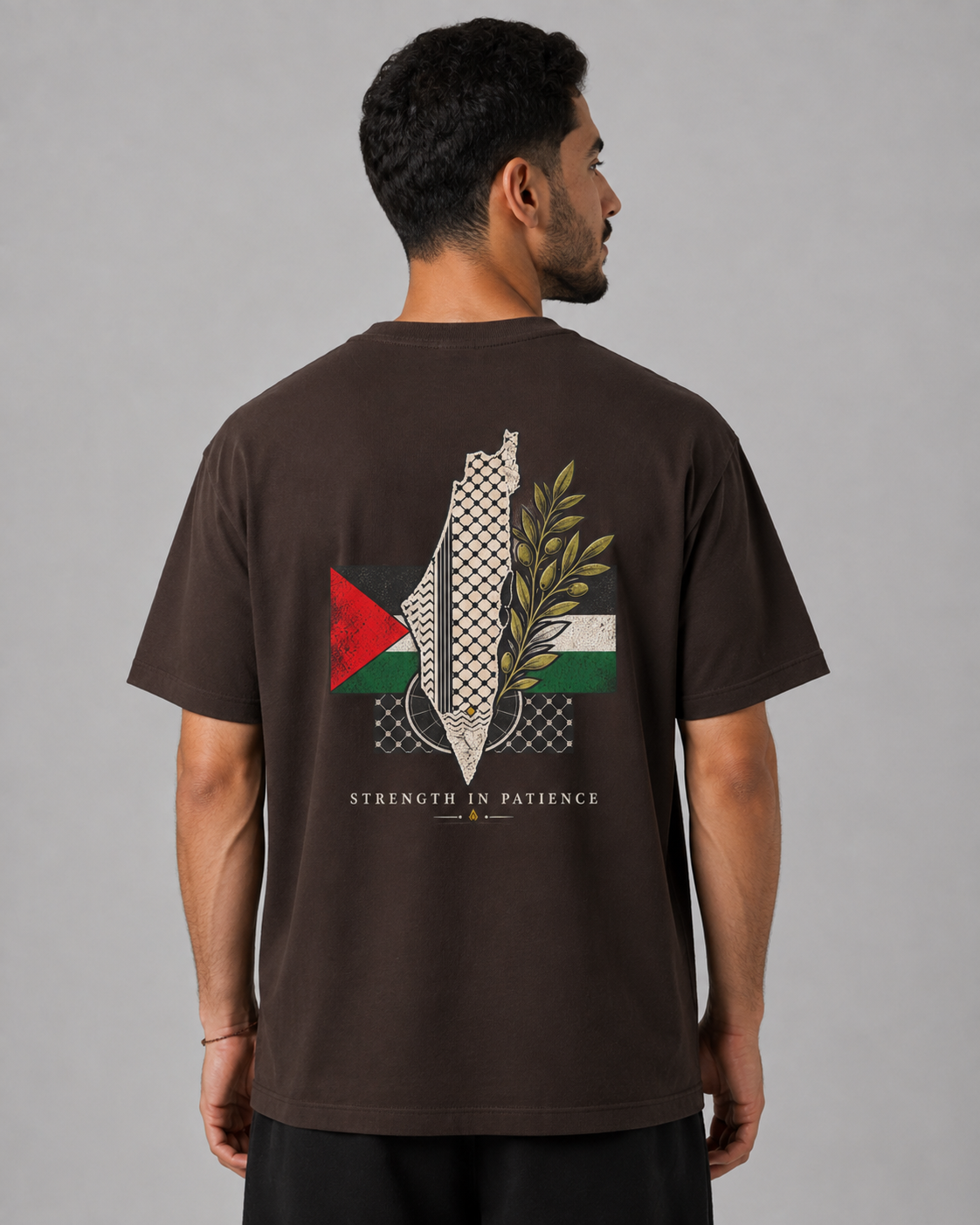group:coffee | SABR "Palestine Strong" Tee - Coffee - Product view 2