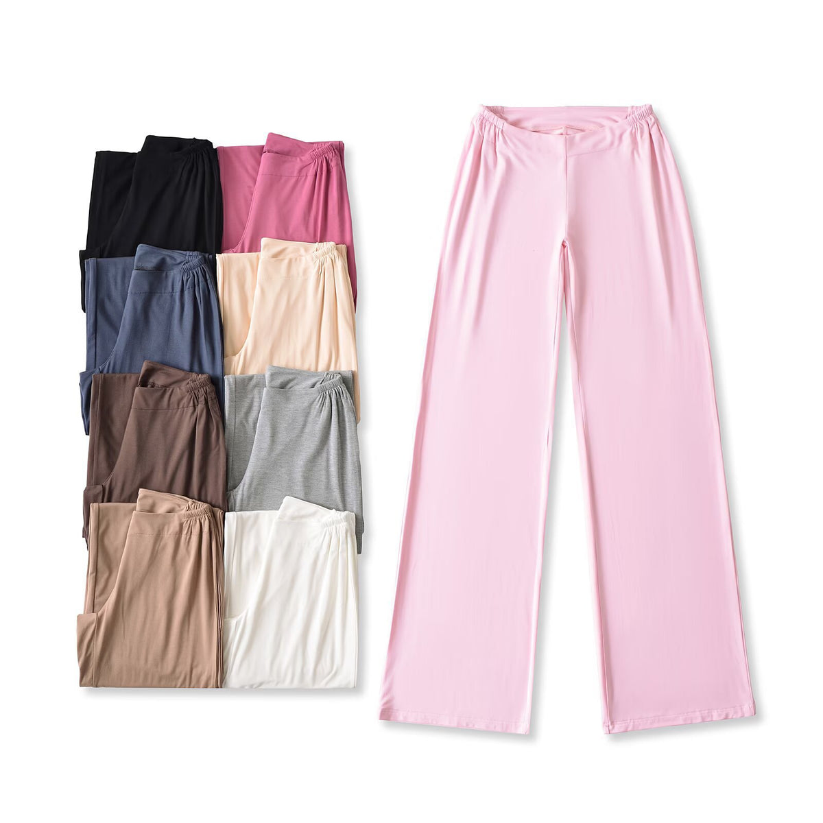 Waist zipper wide leg pants