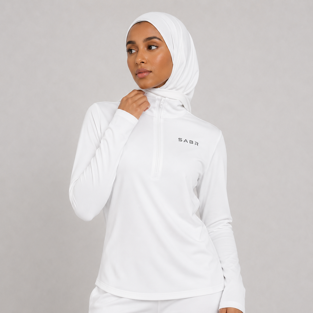 group:white | Ladies Quarter-Zip Pullover - White - Product view 1