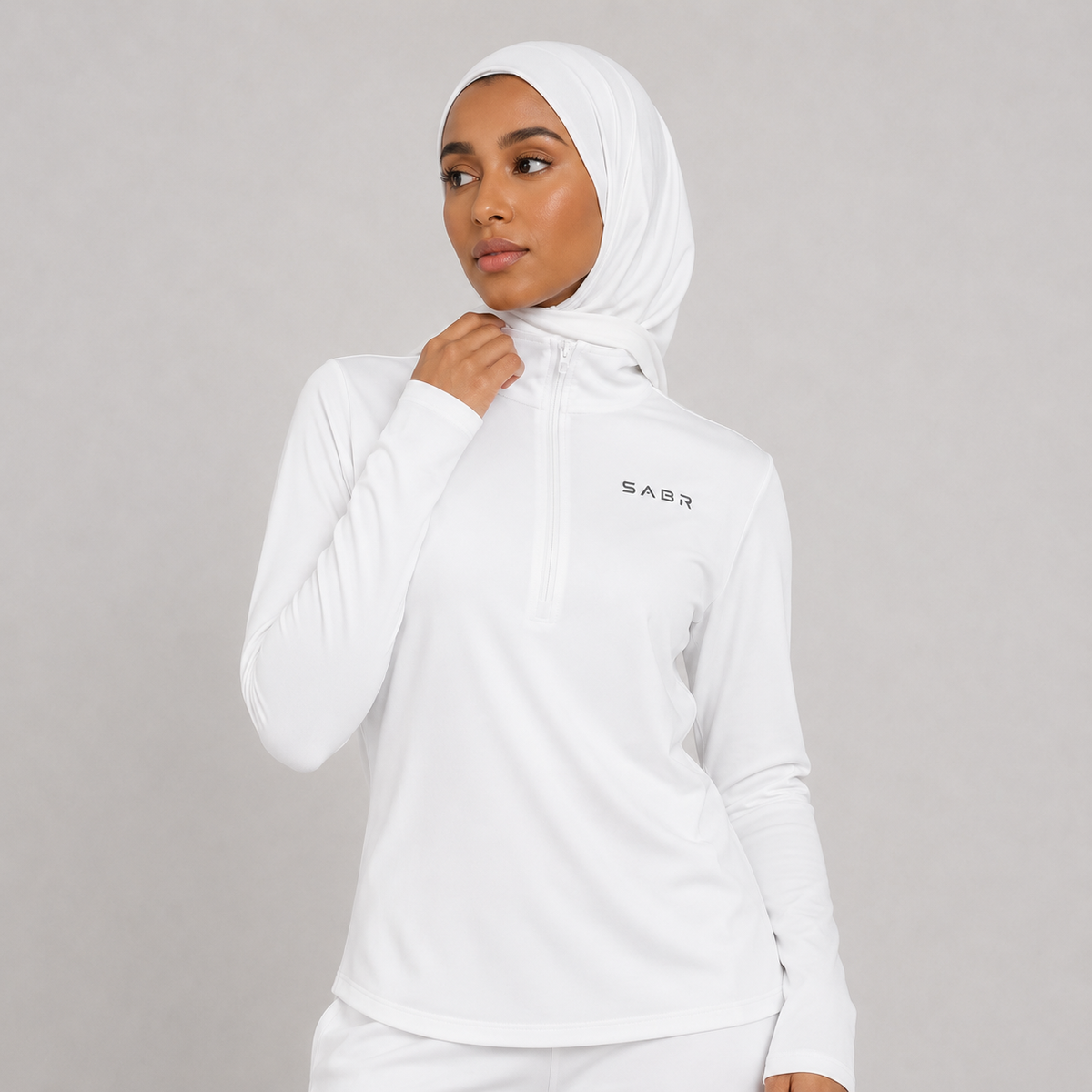 group:white | Ladies Quarter-Zip Pullover - White - Product view 1