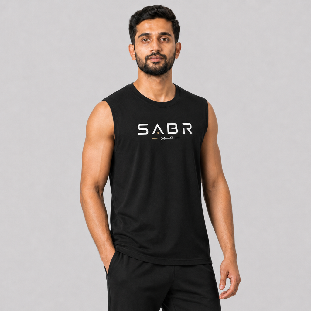 group:black | Essential Tank with Arabic - Black - Product view 3