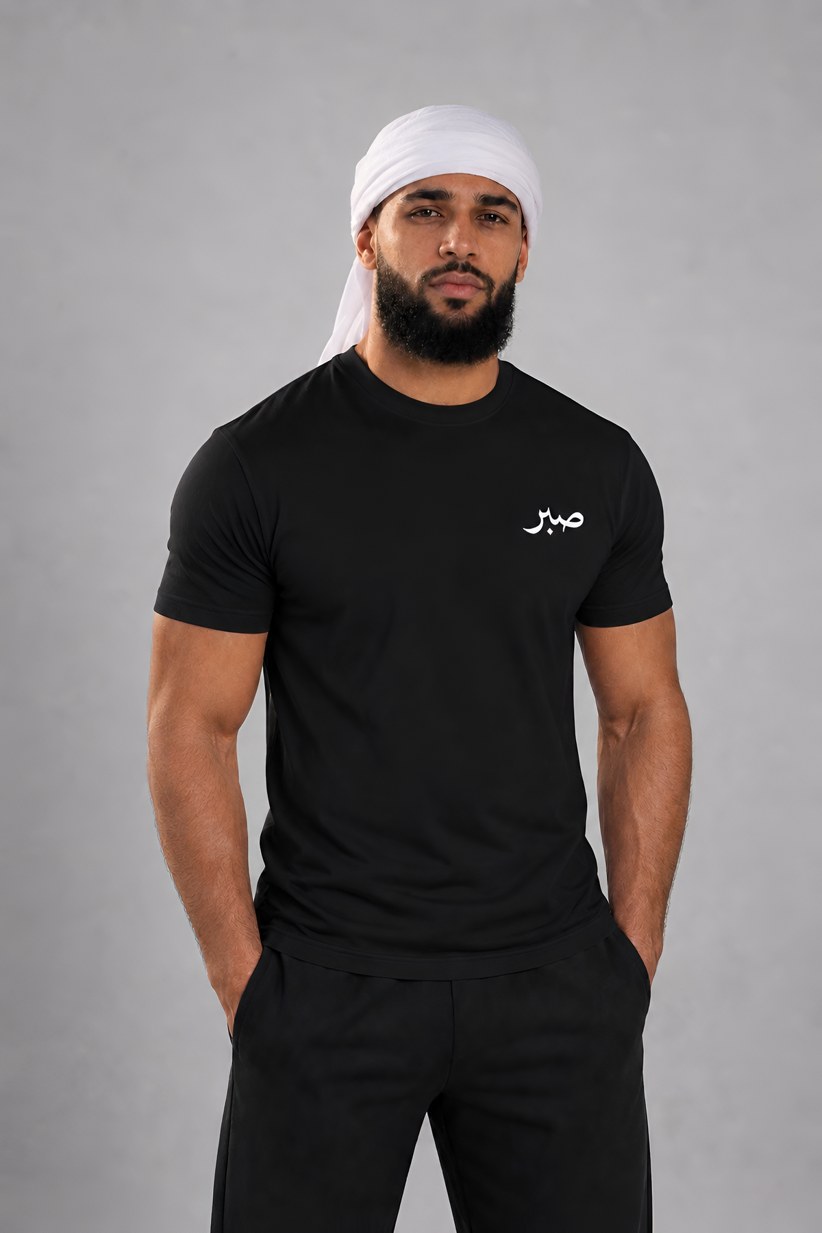 group:black | Arabic SABR Performance Tee - Black - Front view