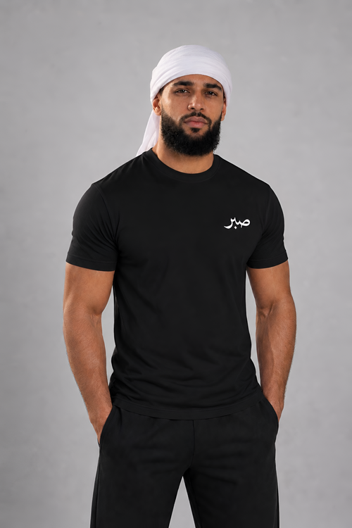 group:black | Arabic SABR Performance Tee - Black - Front view