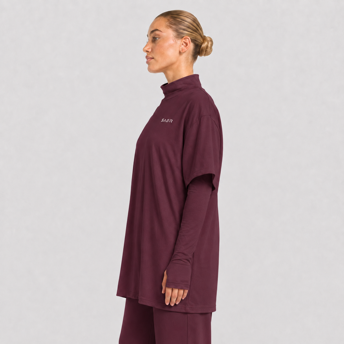 group:maroon | SABR Women's Everyday Tee - Maroon - Front view