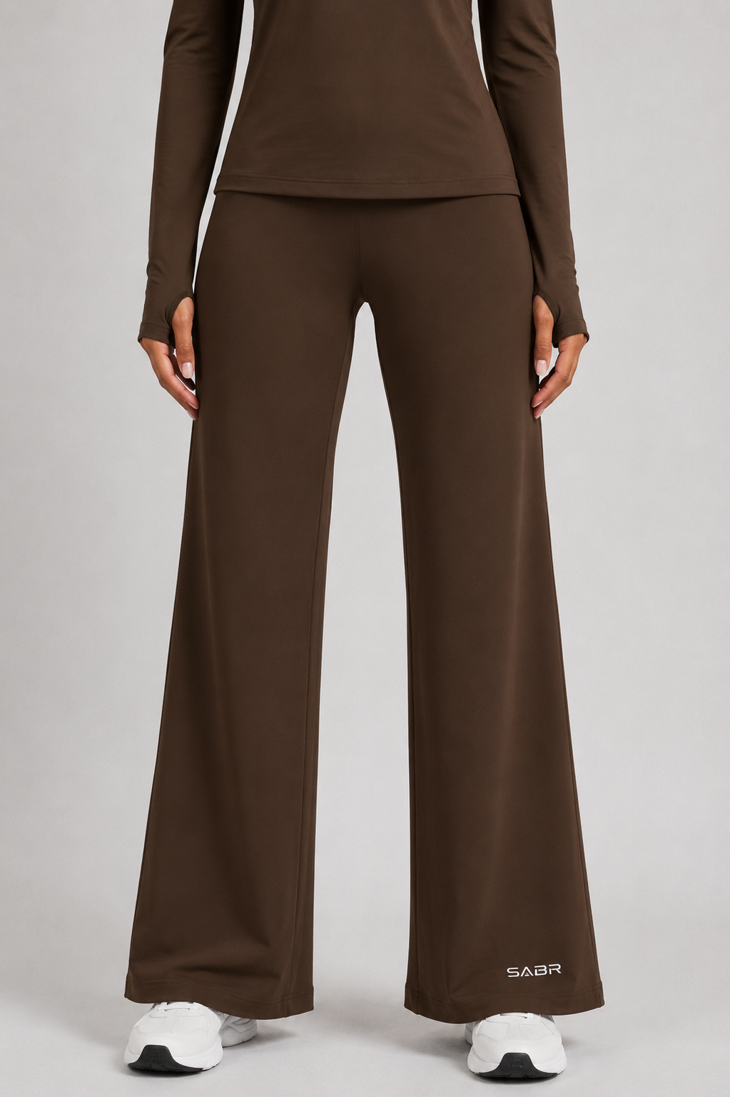 group:brown | SABR Wide Leg Training Pants - Brown - Front view